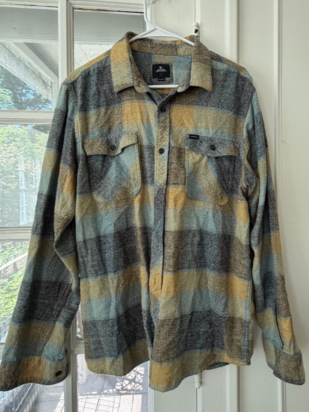 Rip Curl Multicolor Plaid Button-Up shirt - Teal, Mustard & Gray
